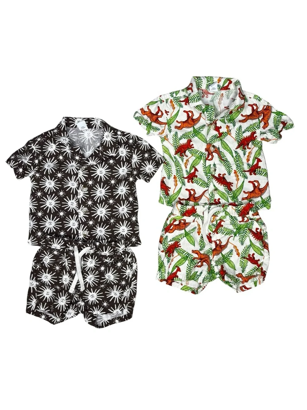 Baby Boy Linen Blend Button Up Short Sleeve Shirt/Shorts Set Size 3-6 Months